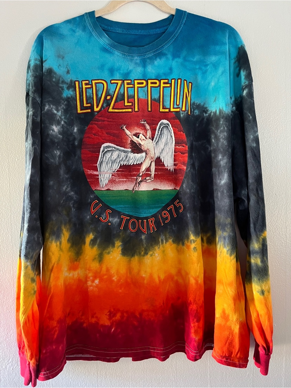 Led Zeppelin Tie-Dye Long Sleeve Tour Tee - Blue/Red/Yellow